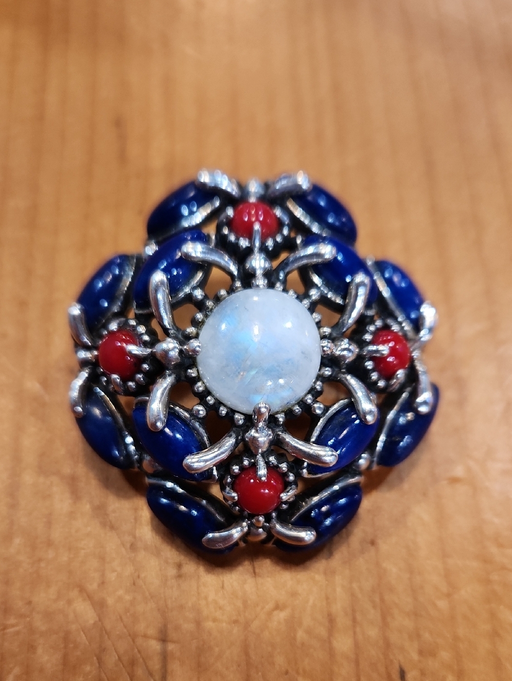 Carolyn Pollack Blue and Red Floral Silver Neclace Enhancer- Women's Jewelry